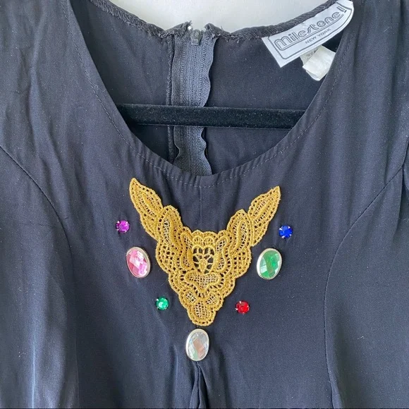 Vintage Milestone dressy one piece jumper embellished size 12 - Picture 3 of 9